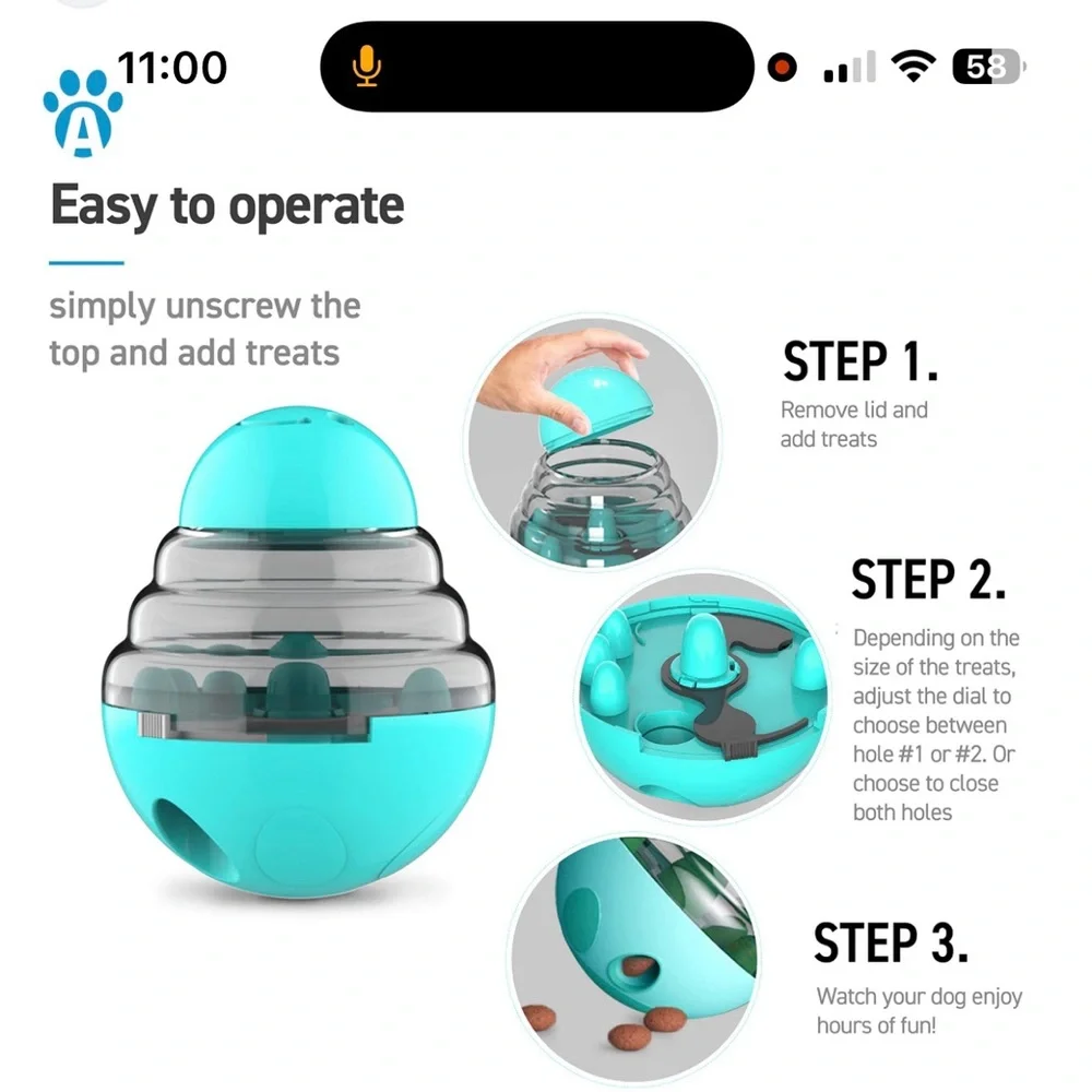 🐾 Interactive Tumbler Pet Food Dispensing Ball - Turquoise for Dogs and Cats